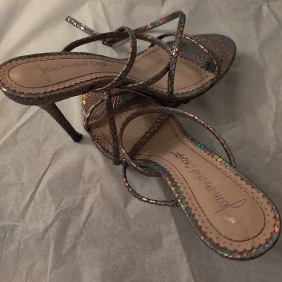 Jean-Michel Cazabat Holographic Snake Print Leather Stilettos - Picture 7 of 8